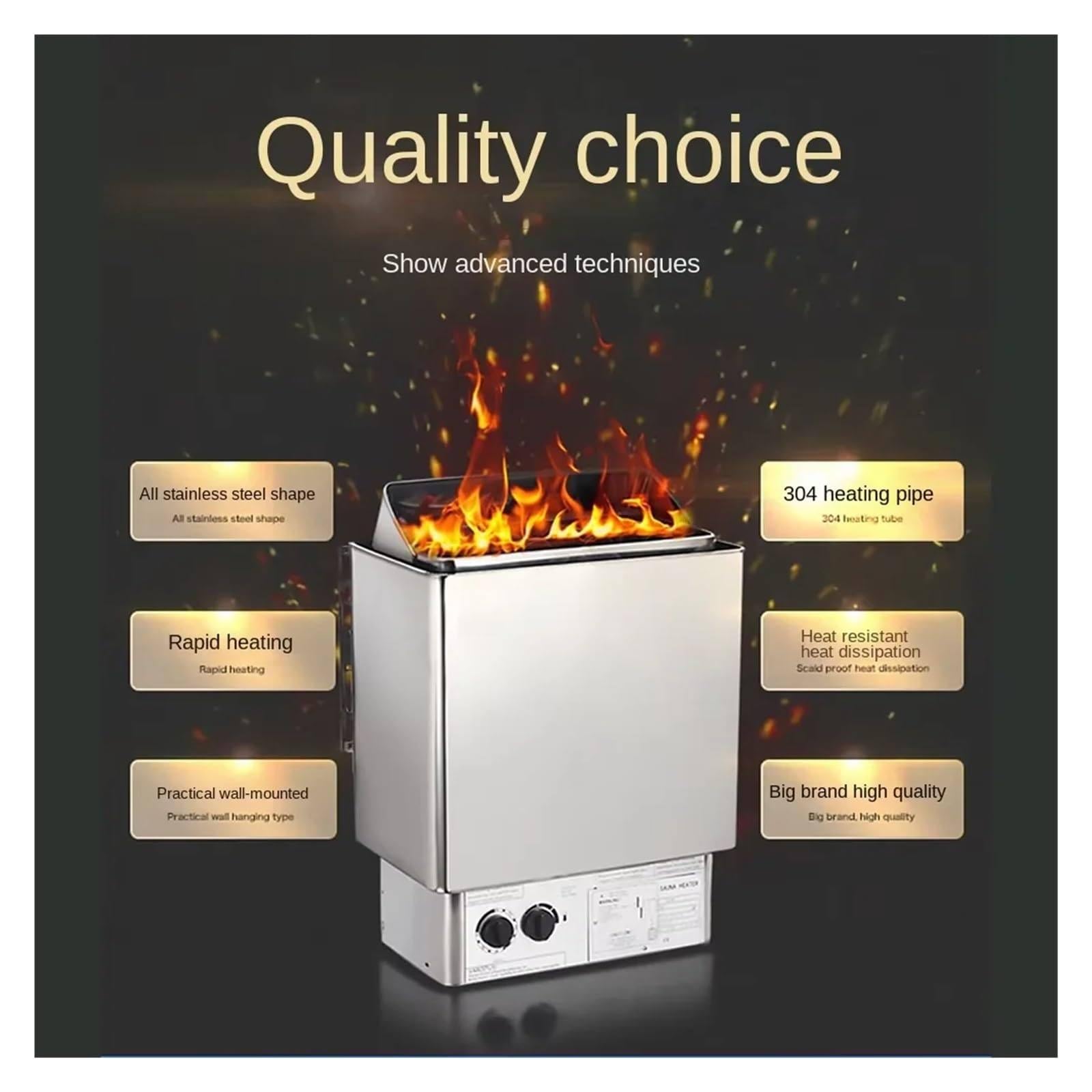 Poêle de sauna électrique 220V 3.5kW en acier inoxydable avec contrôleur interne 2-13 m³