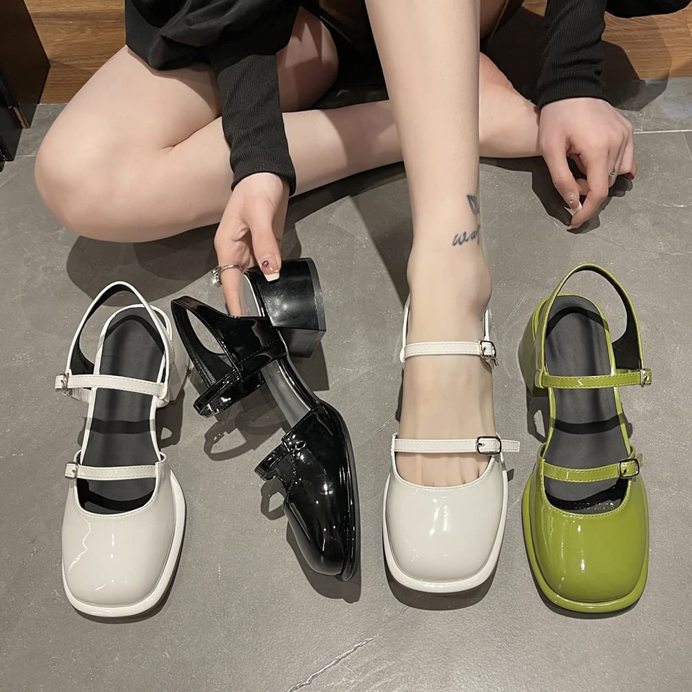 Minetom Femmes Filles Sandales Mary Janes Élégant Antidérapantes Bride Cheville Chaussures Boucle Talon Bloc Chaussures