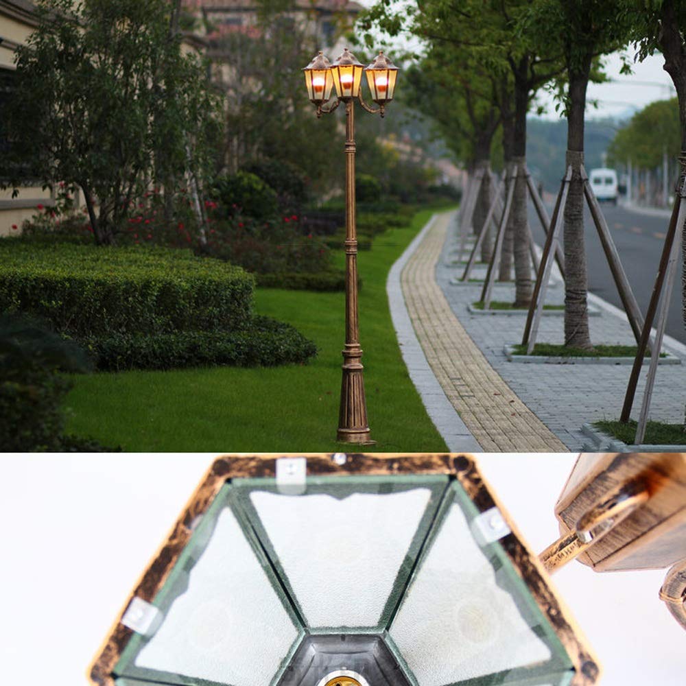 Lanterne pilier vintage à 3 lumières en aluminium moulé sous pression pour terrasse, parc communautaire, éclairage de route carré traditionnel E27