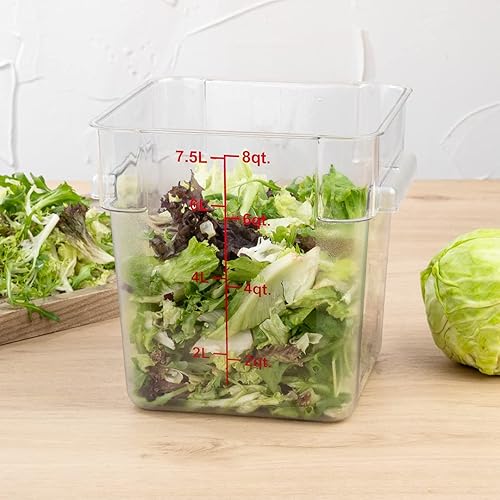 Miniatura 4 de Met Lux - Cubo de salmuera de 8 cuartos de galón, 1 recipiente cuadrado para marinar, con marcadores de volumen, mango integrado, cubo de plástico