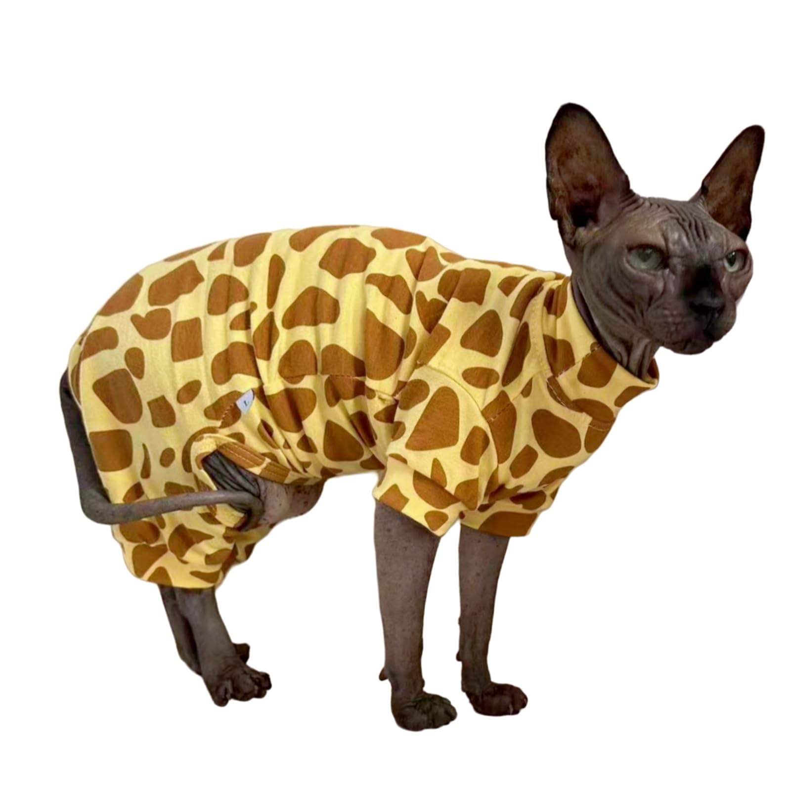 Sphynx Cat Four Leg Cotton Pajamas Elastic Pet Clothes for Hairless Cats Surgery Recovery Suit Undershirt Thermal Clothes for Sphynx, Devon, Cornish (