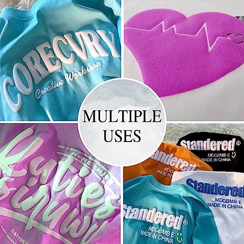 3D Puff Heat Transfer Vinyl Sheets 12"X 10" Foaming Htv Press Film Puffy Vinyl Iron On Vinyl For Diy T-Shirt Clothes Bag Pillow Textile Fabric (Assorted Color) #TOP2
