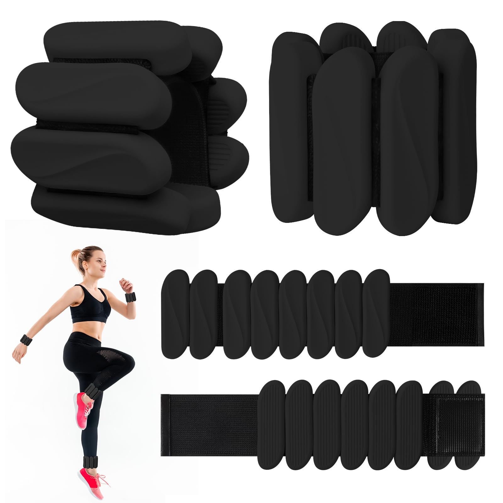 Wrist Weights, 2Pack Wearable Wrist Ankle Weights for Women and Men, Adjustable Silicone Arm and Leg Wrist Bracelets for Walking, Yoga, Pilates and Gym, 2lb