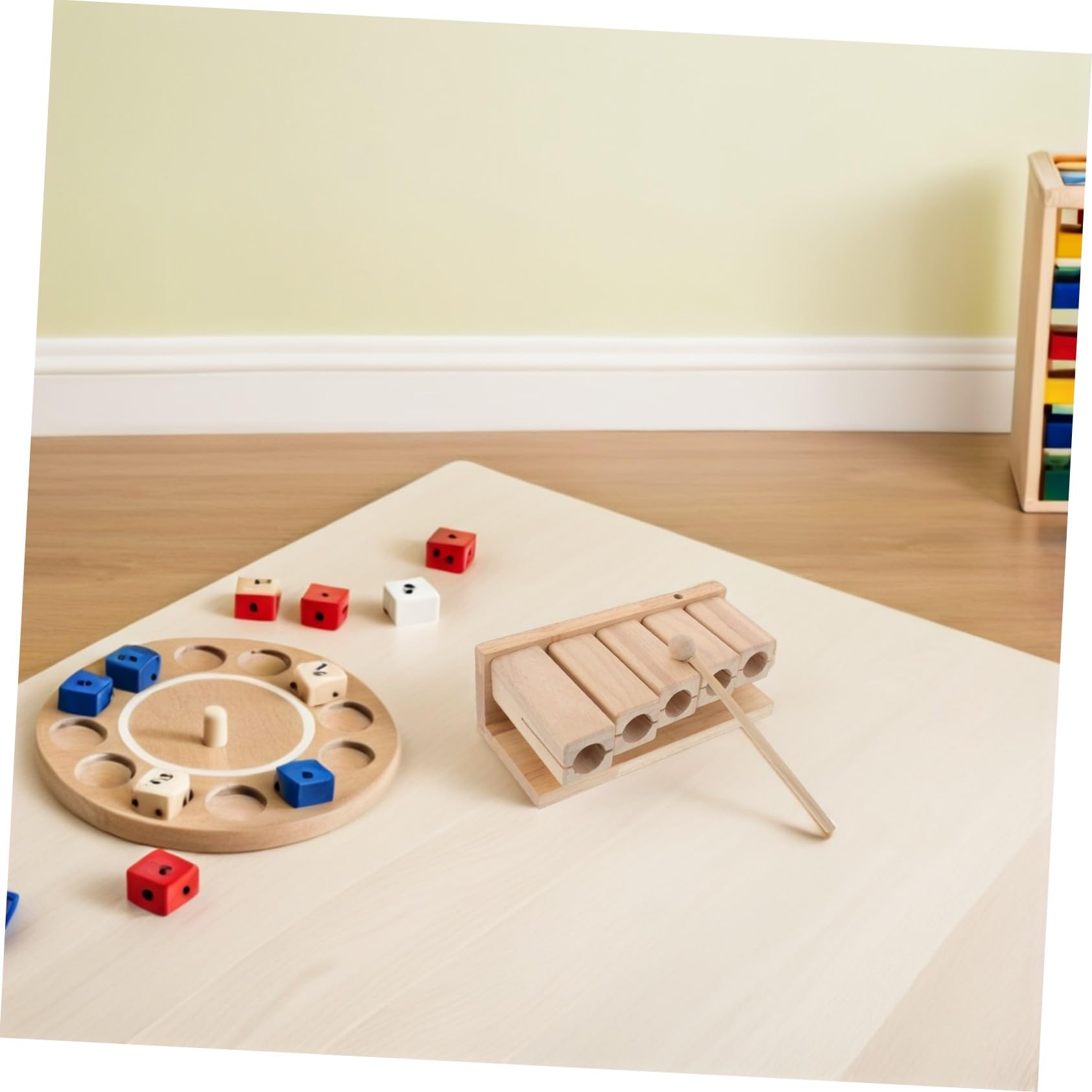 GALPADA Holz Schlagblock mit 5 Tönen aus Leichtem Holz für Interaktives Lernen im Klassenzimmer und Meditation mit Schlägel als Musikinstrument für Kleinkinder