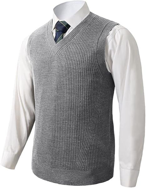 Autumn and Winter Men's V-Neck Knitted Vest Business Casual