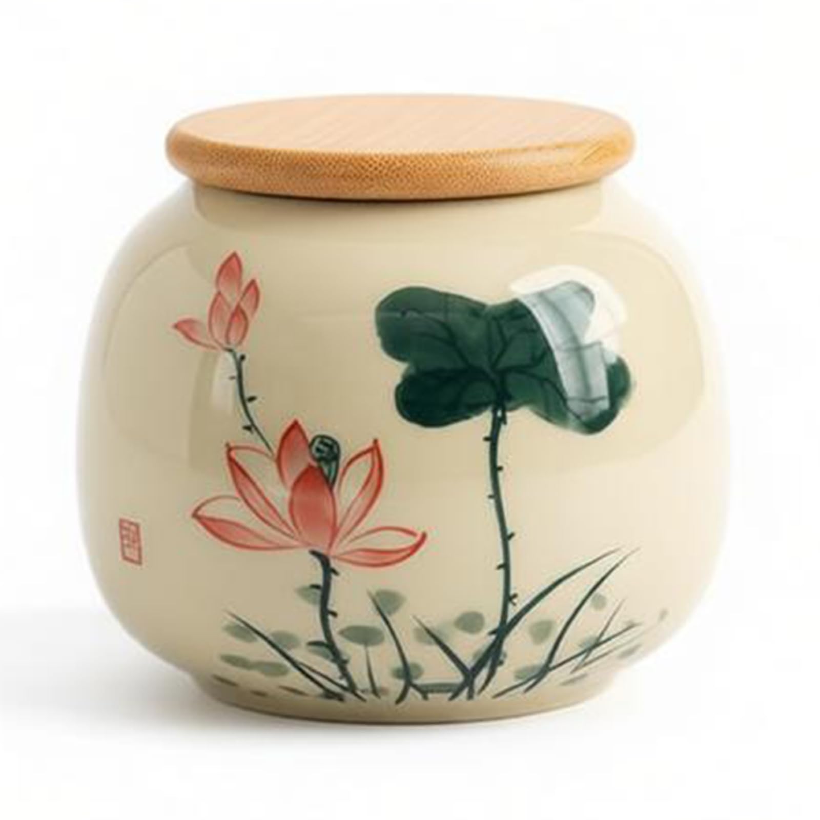 UpGBRF Chinese Hand Painted Ceramic Canister 250ML Ceramic Jar with Lid,K