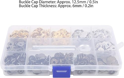 Miniatura 2 de Juego de 120 cierres de cuero, botones de metal con 4 herramientas de ajuste, 4 broches de cuero de color para ropa, pulseras, bolsas