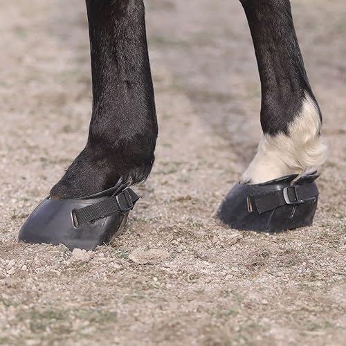 Miniatura 9 de Dura-Tech Botas protectoras de goma para caballo, máxima protección de pezuñas, ideal entre bordes o zapatos perdidos, estilo fácil de poner, correa