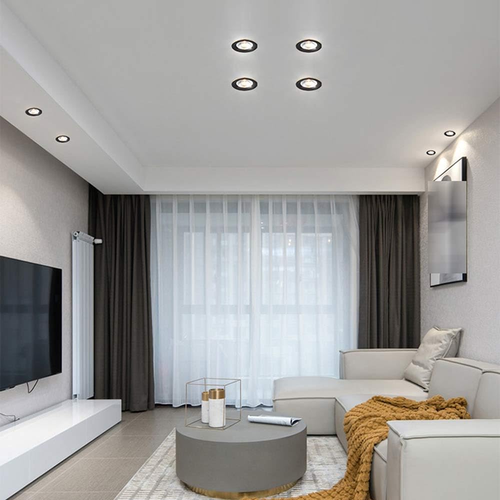 Spots encastrés LED Modernes et épurés 5W, 7W, 9W, 12W, avec déflecteur en Laiton doré, Forme Ronde COB, température de Couleur 3000K/4000K/6000K, pour Applications COM,B5w-6000K