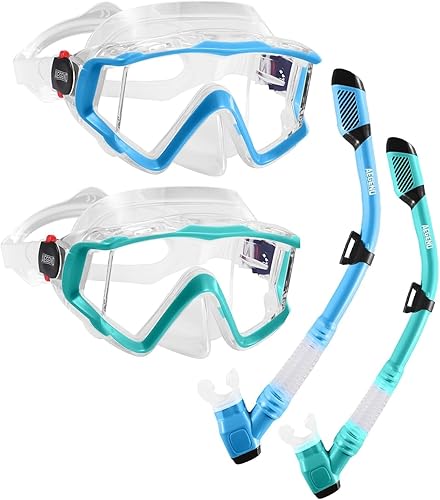 Miniatura 21 de Aegend - Equipo de esnórquel para adultos, jóvenes y niños, juego de esnórquel seco con vista panorámica, tecnología mejorada anti-fuga y anti-vaho,