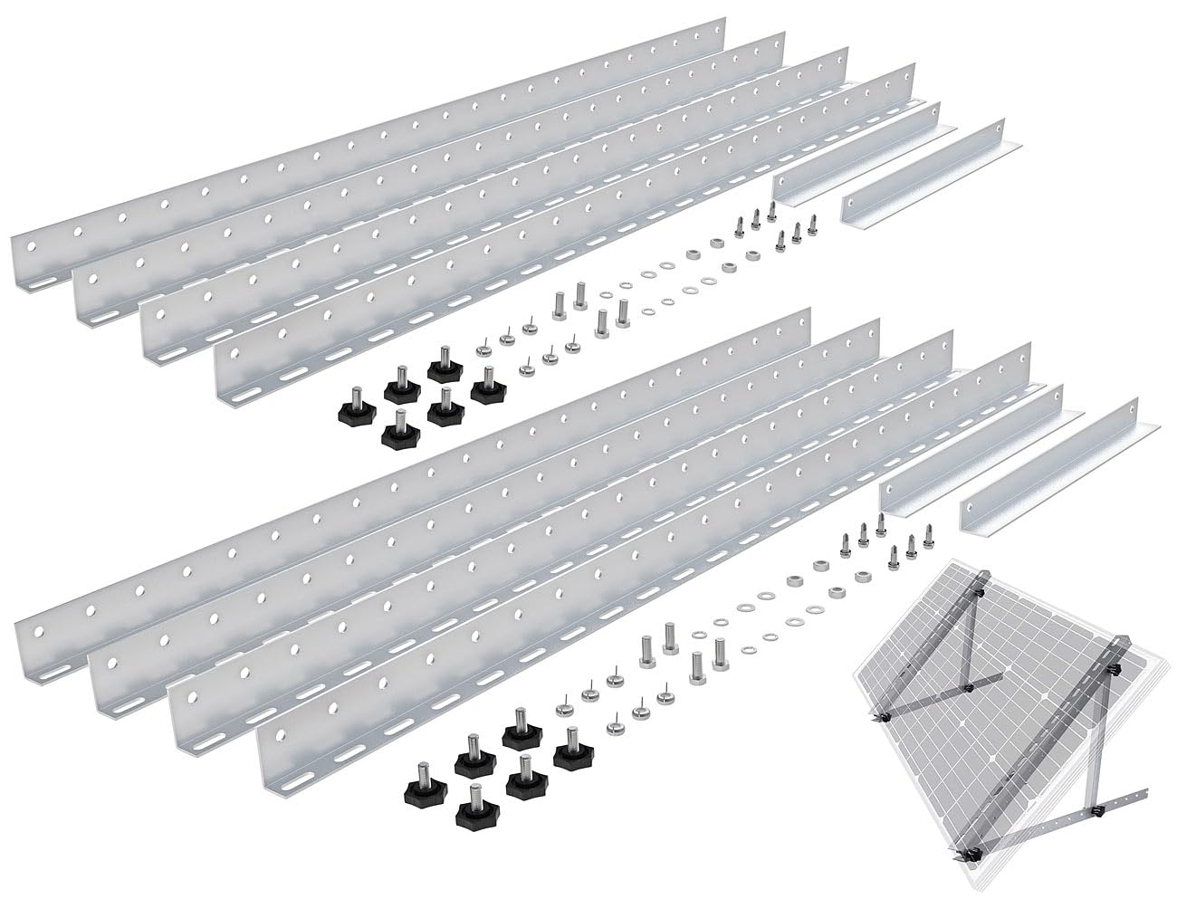 revolt Solar Wandhalterung: 2er-Set Verstellbare Aluminium-Solarpanel-Halterung, 48" / 118 cm (Wandhalterung Photovoltaik, Photovoltaik Halterung Wand, PV)
