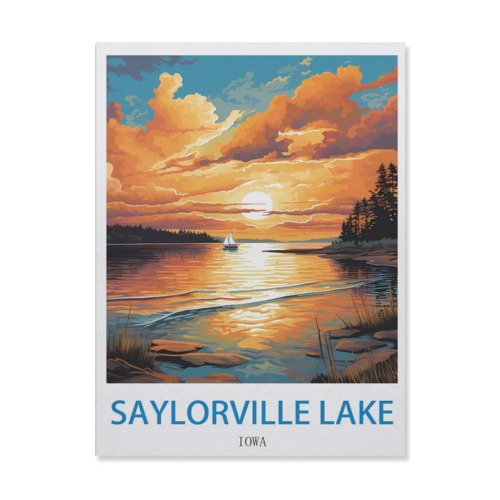 Vintage Metal Tin Sign，Saylorville Lake Iowa，Retro Wall Decor Art Tin Sign for Home Coffee Bar Restaurant Pub(15x30cm）6x12 inch-EI39