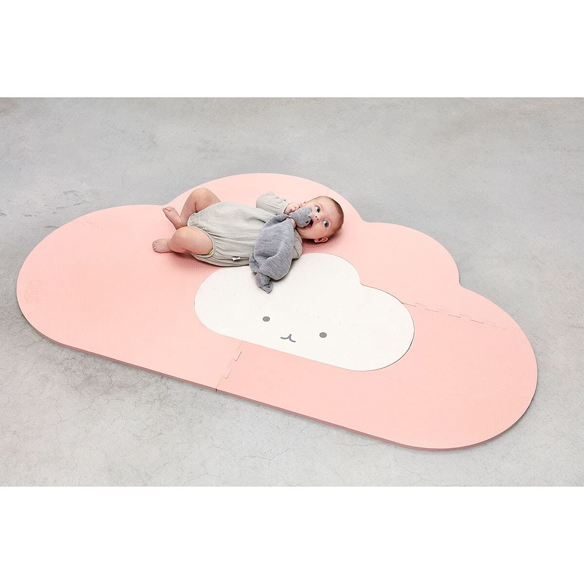 Quut - Alformbra de juegos bebe - Forma Nube - Alfombra Puzzle Infantil para bebés de Foam (EVA), Suelo Extra Acolchado para niños, Color Rosa y beige
