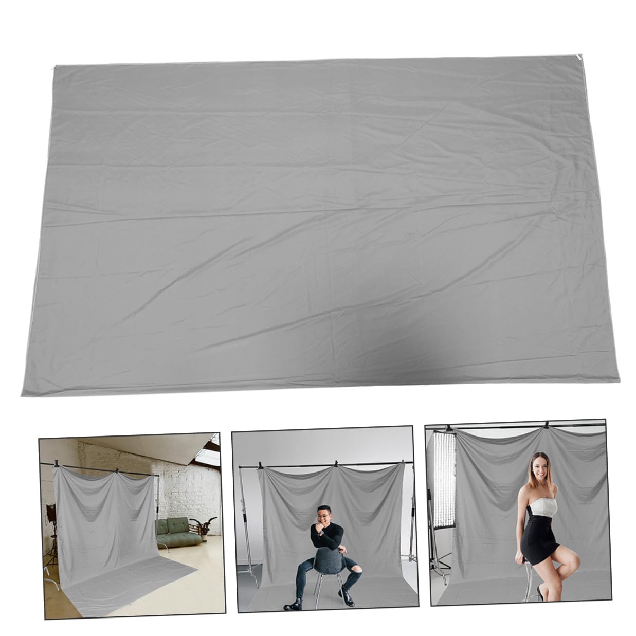 Zerodeko Sfondo per Fotografia Grigio in Cotone Poliestere Spesso, Resistente e Lavabile, per Studio Fotografico e Decorazioni per Banchetti