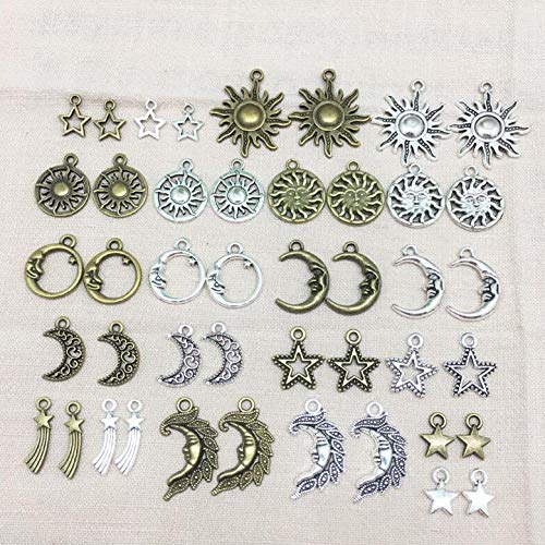 80 Pieces of hollow stars moon sun meteor diy accessories material sweater chain earrings bracelet pendant
