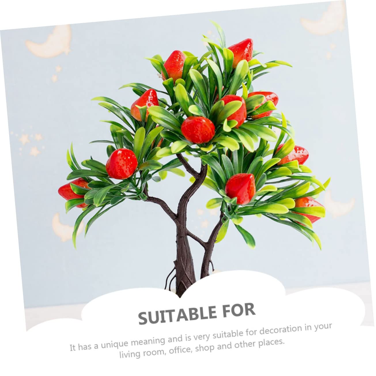 ABOOFAN 2 Pièces Simulation bonsaï arbousier Plantes artificielles Plantes d'intérieur fraisiers artificiels décor d'arbre aux Fraises Ornement Décoration de Bureau Faux arbousier Fruit