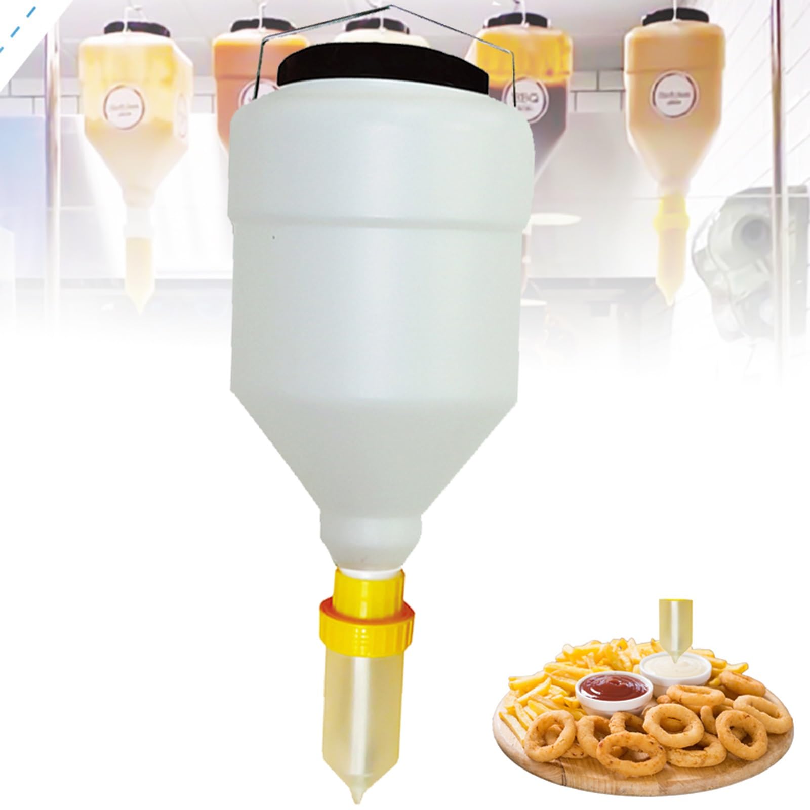 Wiszący dozownik z pompką do przypraw, 3,5 l / 5,5 l, butelka na sos, z szczelną konstrukcją, do musztardy, keczupu, grilla, sosu sałatkowego, idealny do restauracji