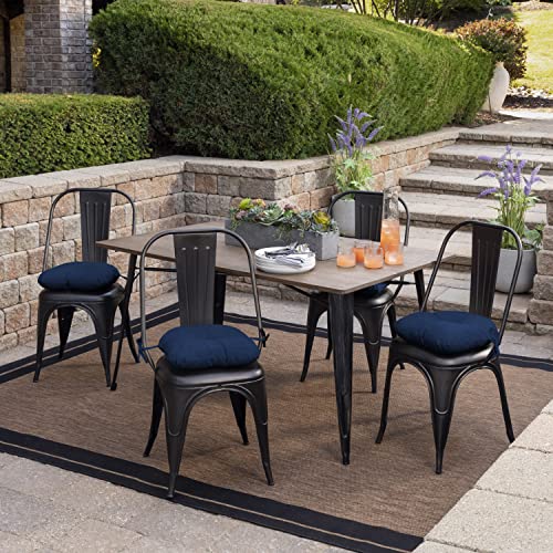 Image of Arden Outdoor Tufted Bistro Seat Cushion, Set of 4, 14.5 in x 15 in, Rain-Proof, Fade Resistant Sapphire Blue Leala