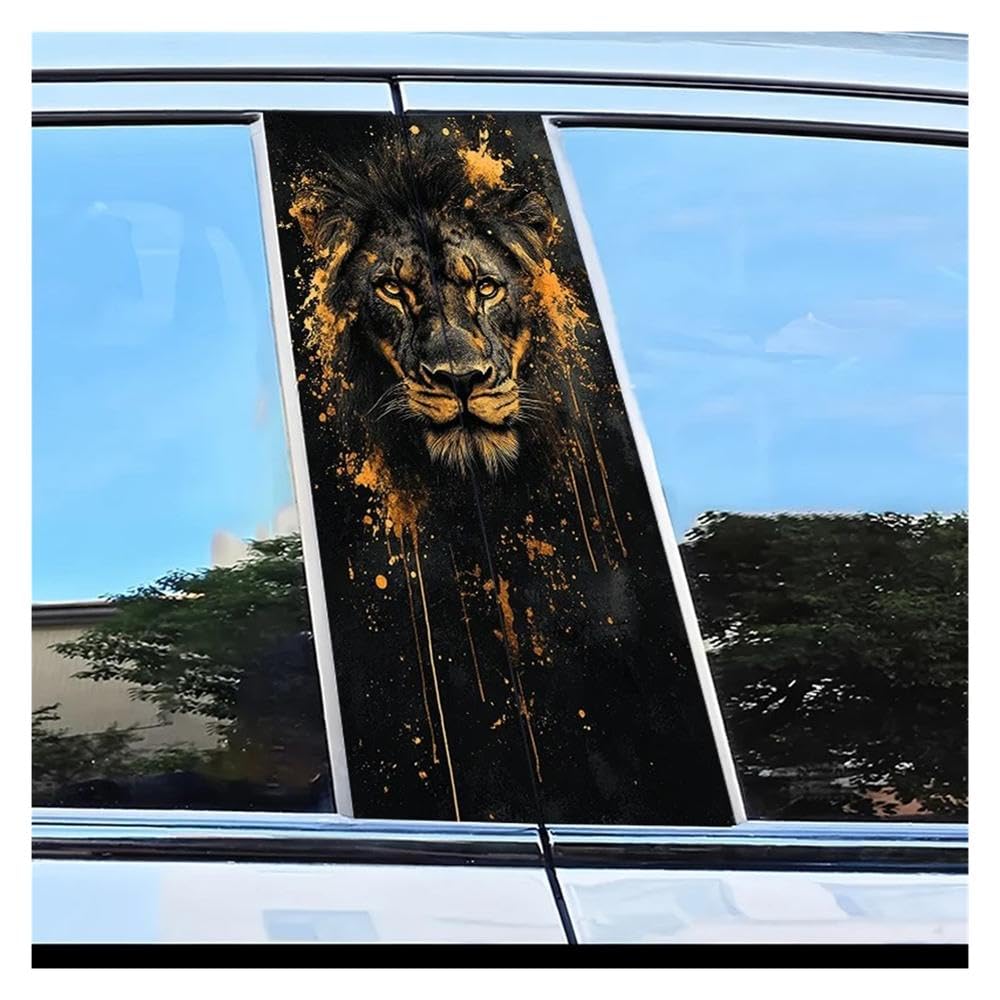Dabhuoc One Color Car Parts 2Pcs Car Center Column Decal Lion Scratch Protection Sticker