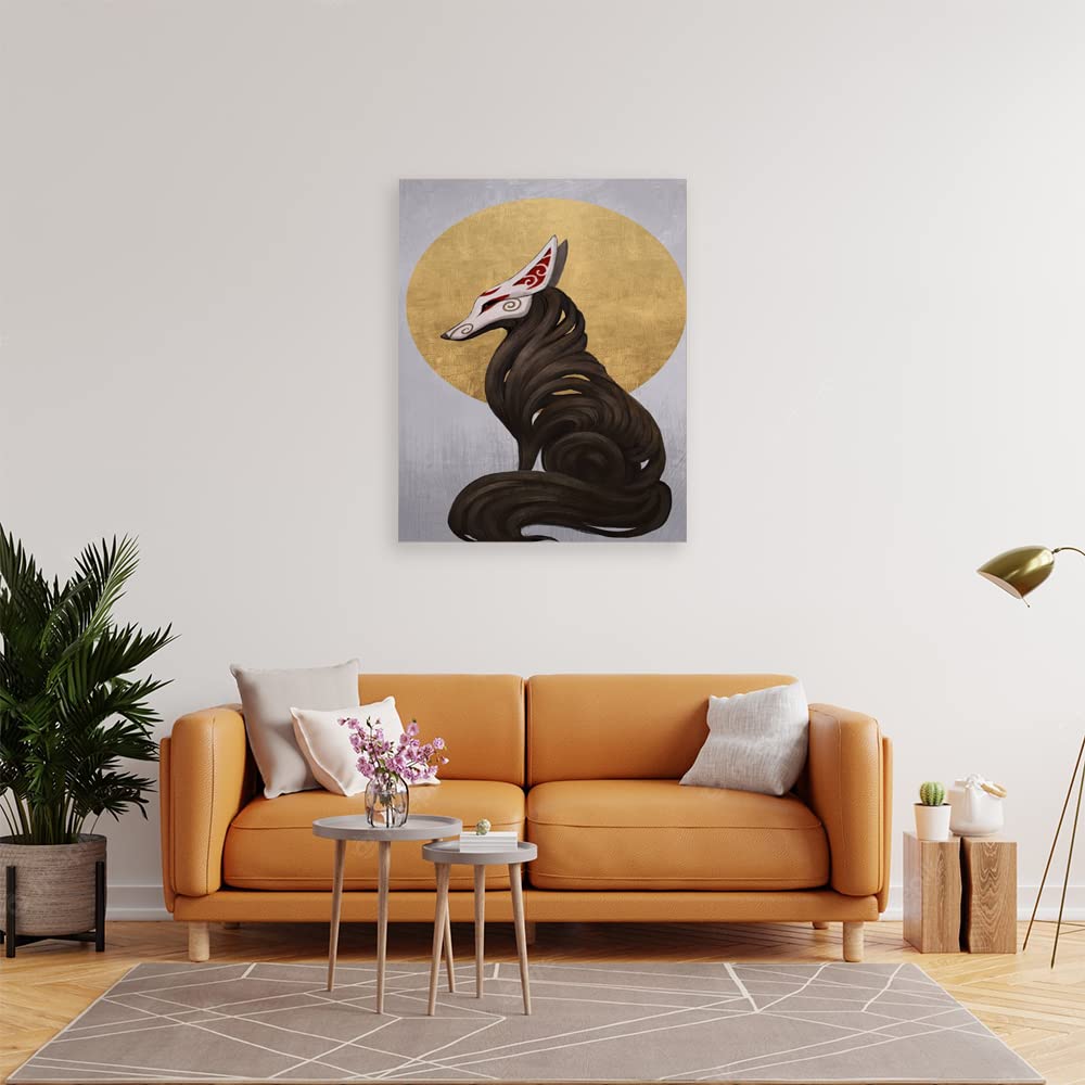 XtremeSkins Wooden Framed Canvas - Wall Decor for Living Room, Bedroom, Office, Hotels, Drawing Room (22in X 34in) - Fox Spirit By Insant On Deviantart