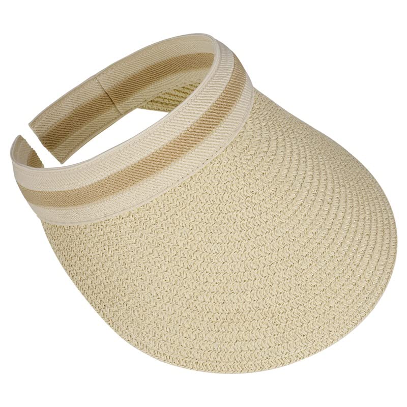 umorismo Sun Visor Hüte für Damen Sonnenhut mit großer Krempe, Damen Visor Cap Strohhut für Sommer, Sommerkappe Strand Hut mit breite Krempe Stroh Visiere