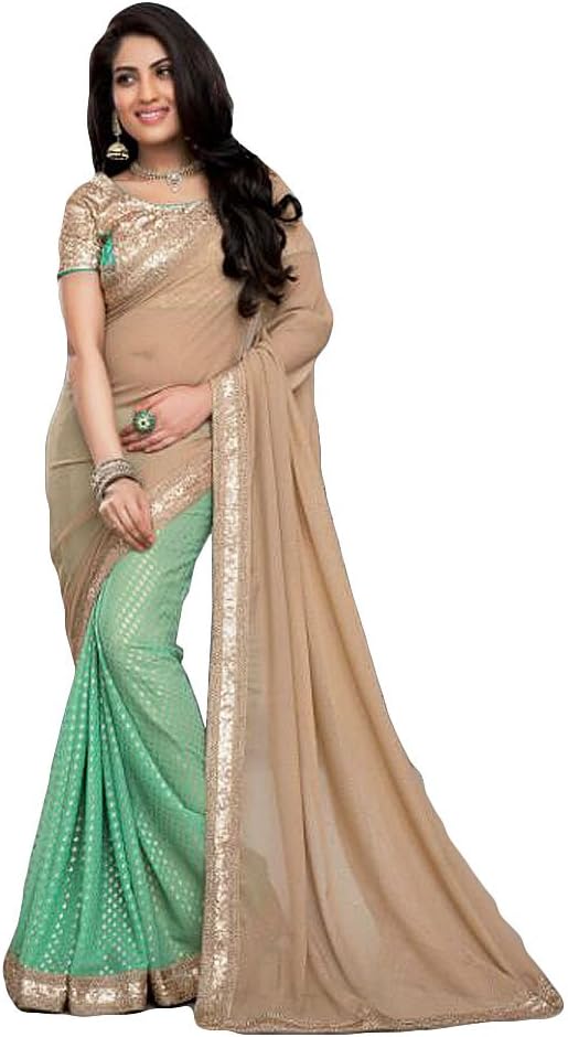 Shree Designer Sarees Women's Remarkable Cream georgette saree