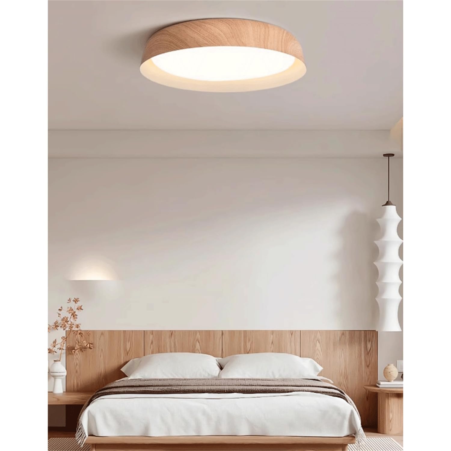 Lampada Soffitto Circolare Stile Vintage Effetto Venatura Legno