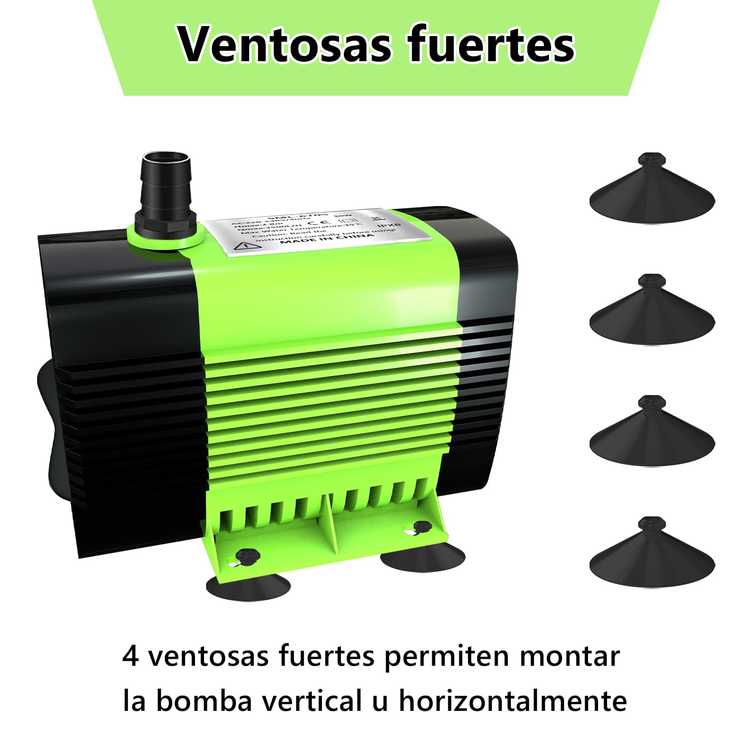 Lnicez Bomba de Agua Sumergible - Potente Bomba Pequeña (50W 3500L/H) Bomba de Agua Acuario con 2.8 m de Altura de Elevación, 5 Boquillas para Fuentes de Pared,Tubble,Acuario Cable-1.8 M (Talla) — view 5