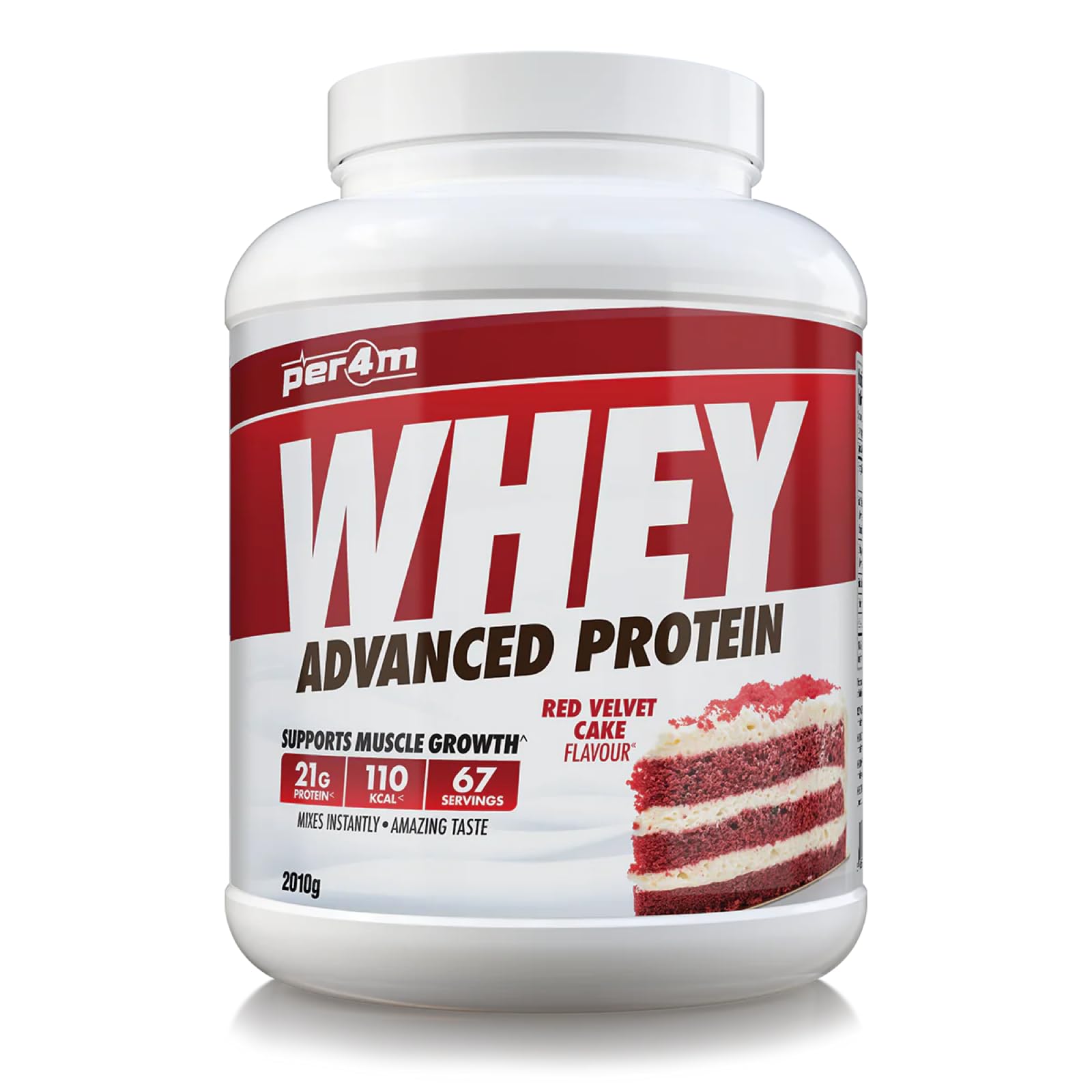 Per4m Protein Whey Powder | 67 Servings of High Protein Shake with Amino Acids | for Optimal Nutrition When Training | Low Sugar Gym Supplements (2010g, Red Velvet Cake)