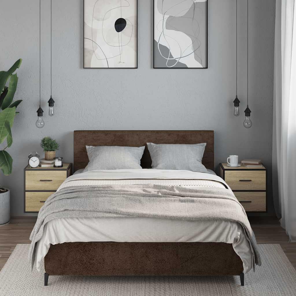 Wandmontierter Nachttisch aus Holzwerkstoff mit Metallgestell, Stauraum für Bücher und Accessoires, platzsparend für Schlafzimmer und Wohnraum