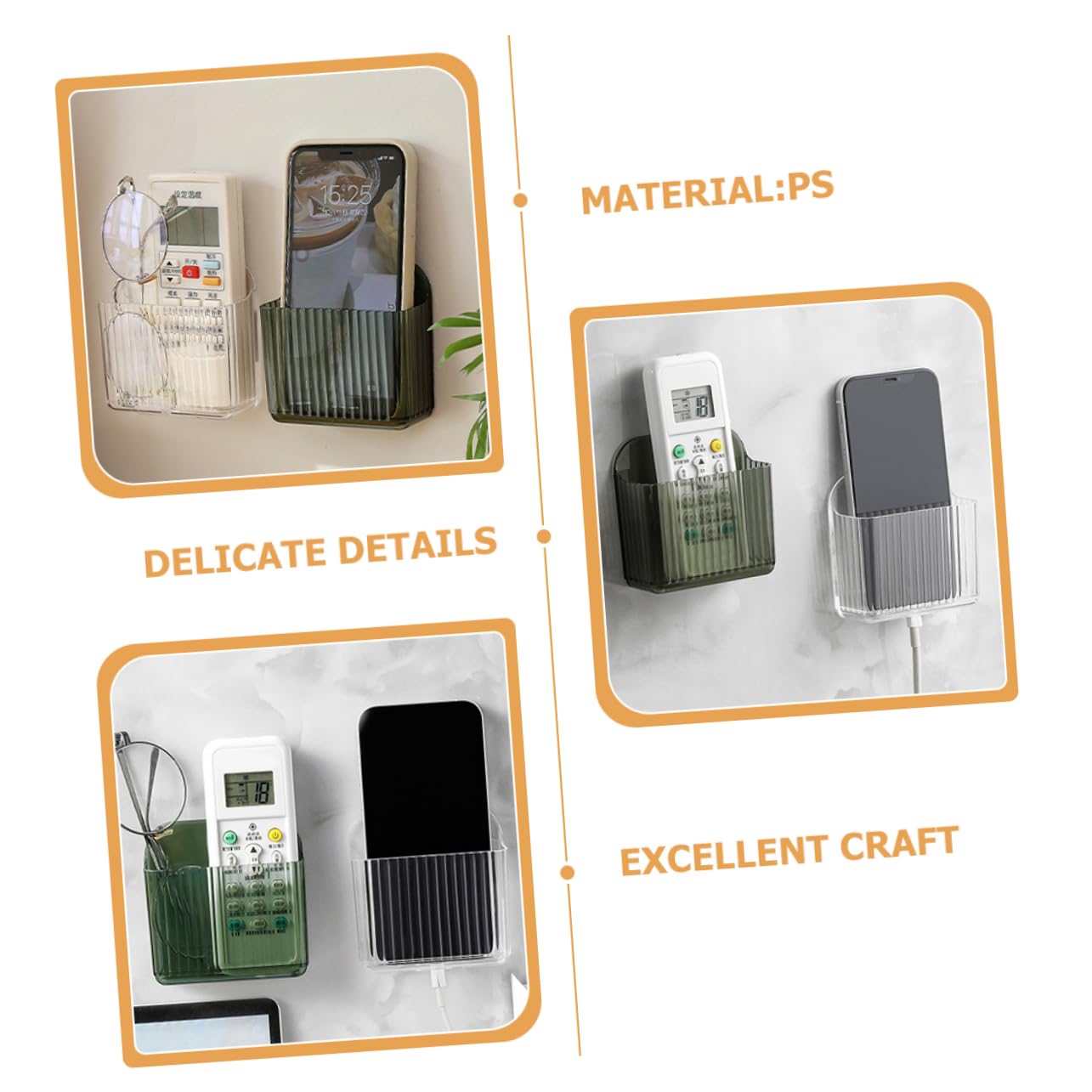 Alipis 8stücke Organizer Box Für Fernbedienungen Und Handy-ladegeräte Transparente Aufbewahrungsbox Ohne Bohren Für Schlafzimmer Büro Und Wohnzimmer