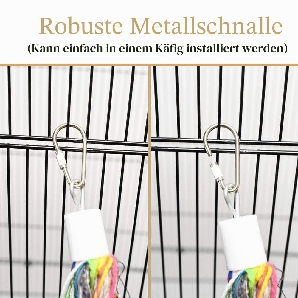 ASOCEA Vogel Seil Sitzstangen,160cm Vogel Kletterseil mit Glocke Bunte Spirale Baumwollseil Durchmesser 18mm Papageienspielzeug für Wellensittiche, Nymphensittiche und Alle Vögel