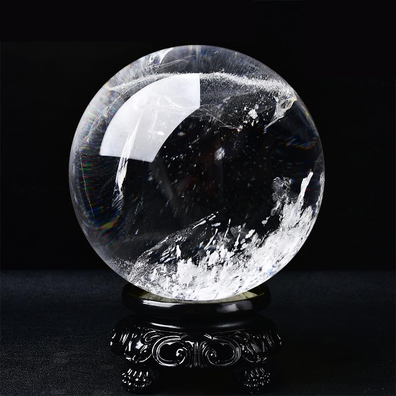 NIBHZ Bola de Cristal de Cuarzo Transparente Natural – Bolas de meditación con Esfera de Cristal de Cuarzo Transparente para brujería y Bolas Decorativas,75mm