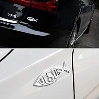 Vista 3 de MEETCUTE 2pcs Jesus Fish Decal Sticker Silver,3D Car Chrome Decal Emblem Sticker Religious God for Jesus Christian Fish Symbol