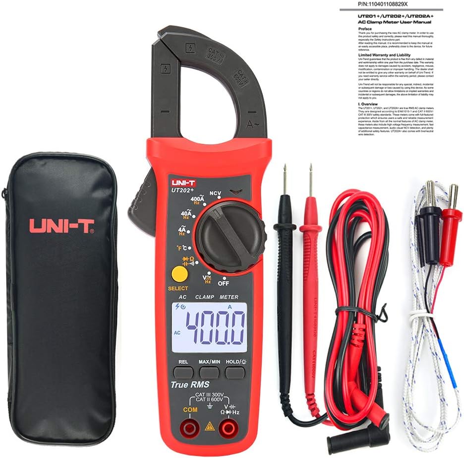 UT202+ Portable Multimeter Automatic Range True RMS Clamp Meter with LCD Display