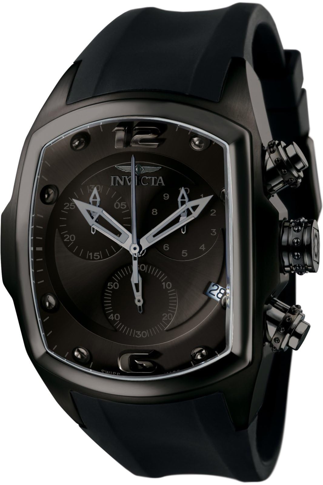 Invicta Men's 6724 Lupah Collection Chronograph Black Ion-Plated Black Rubber Watch