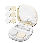 Vastsoon Contact Lens Case, Portable Contact Case with Contact Lens Applicator Tool and 3pcs Extra Solution Soaking Cases for Daily Vision Care and Outdoor Use, Travel Size (Beige)