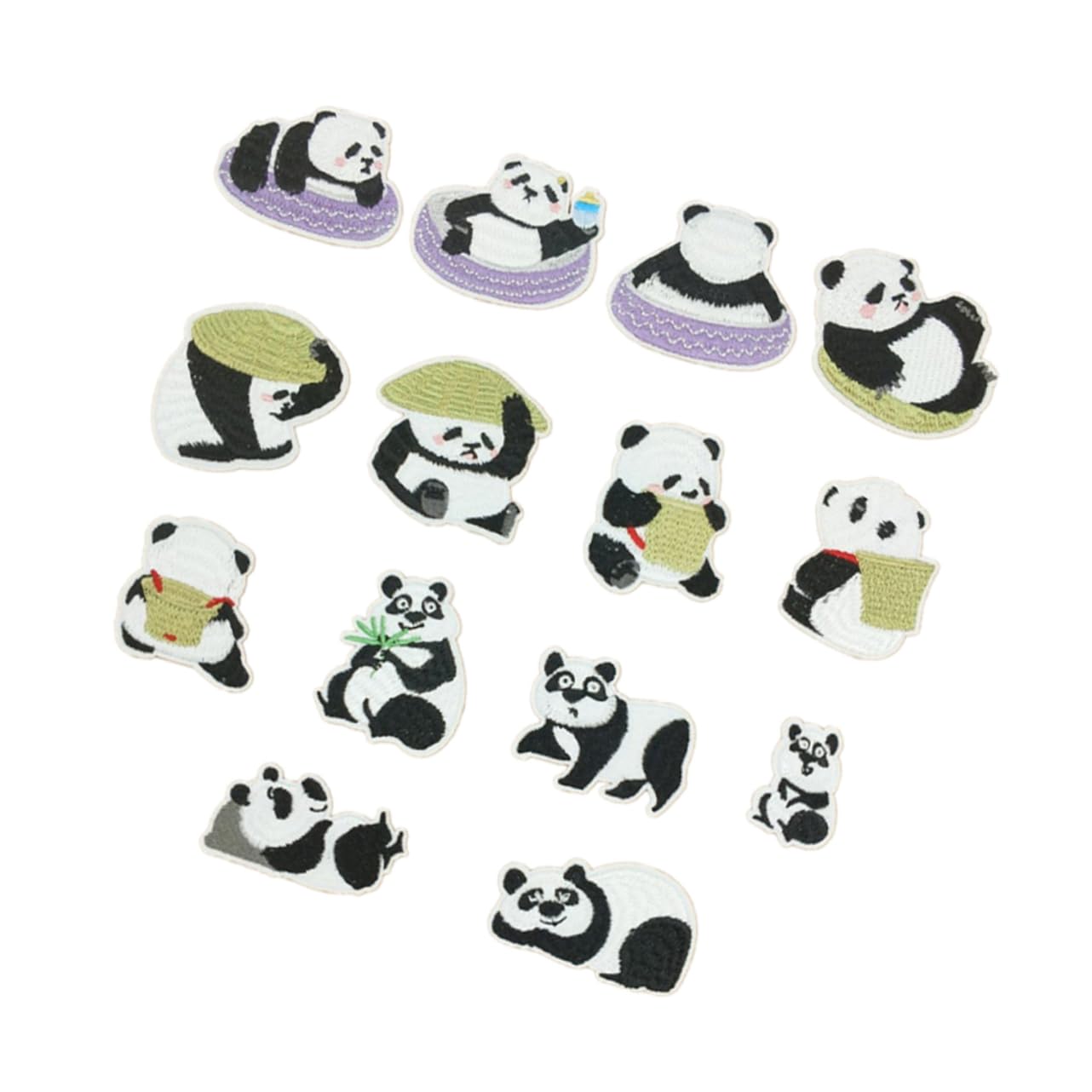 DOITOOL 3 Sätze Panda Aufnäher Set Cartoon Panda Bestickte Patches Für Kleidung Jeans Taschen Diy Kunsthandwerk Bügel Und Nähapplikationen Sicher Und Langlebig 14 Stücke * 3