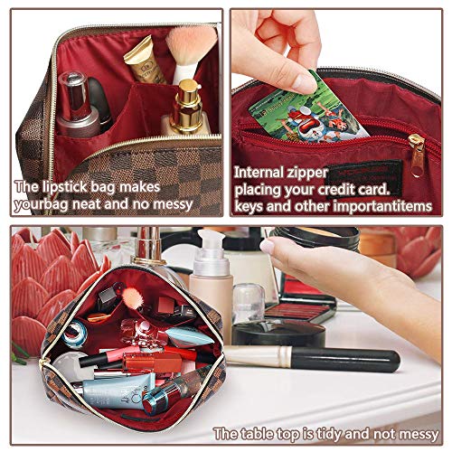 Portable Makeup Bag, Vegan Leather Large Retro Cosmetic Pouch, Toiletry Travel Organizer for Women, Lightweight Design and Waterproof Toiletries Bag