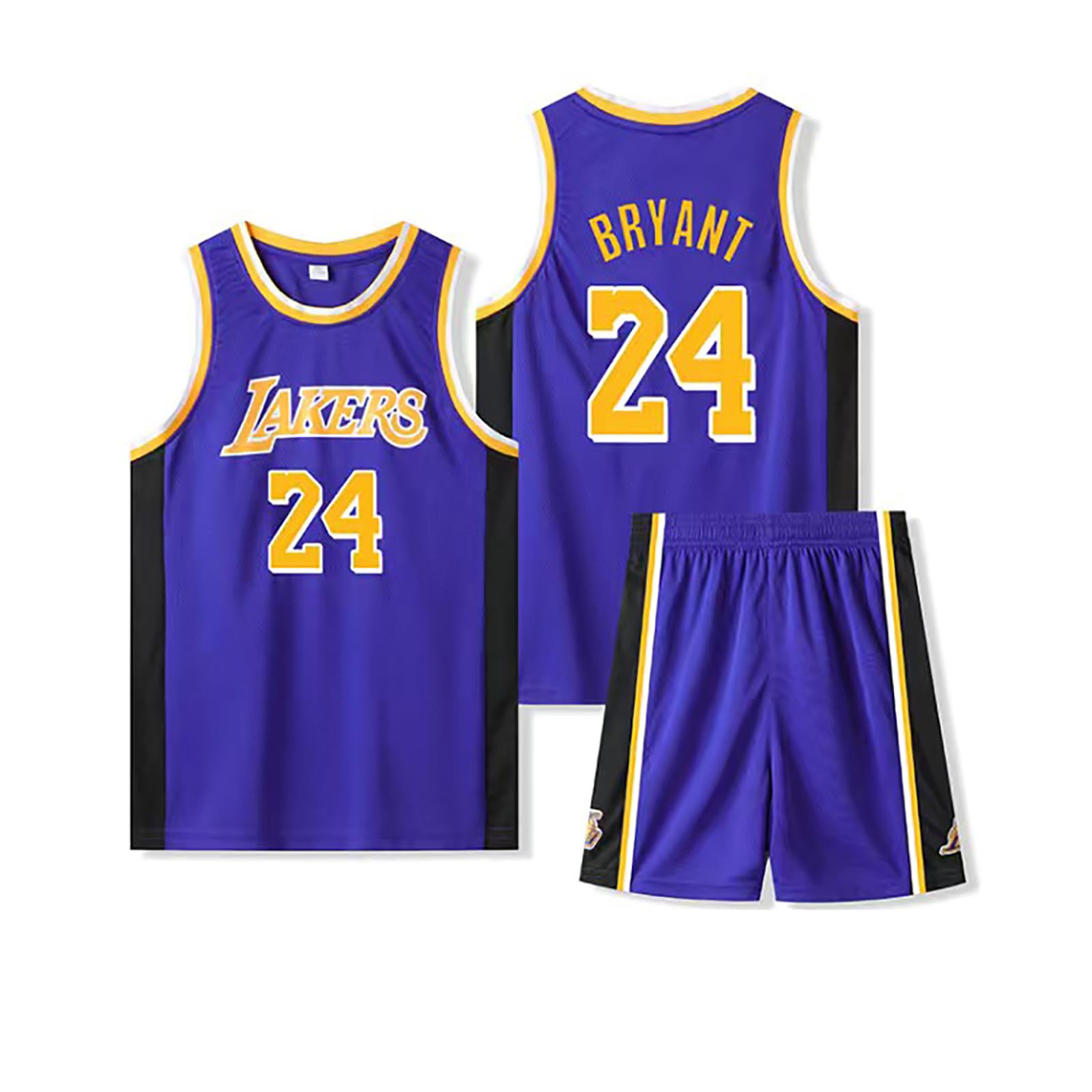 #24 Kit de basket-ball pour enfants - Maillot de basket-ball 2 pièces sans manches - Tenue pour garçons et filles de 2 à 14 ans - Cadeaux de basket-ball pour garçons et filles