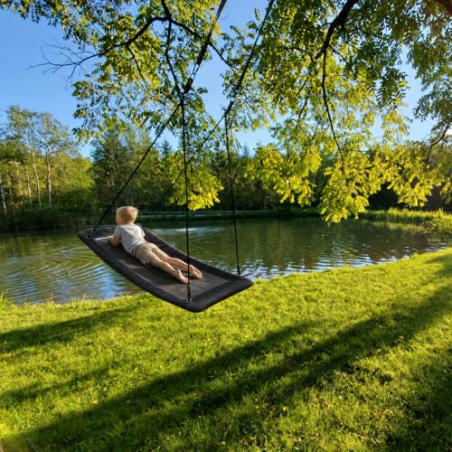 Image of Trekassy 700lb Giant 60 inch Skycurve Platform Tree Swing for Kids and Adults | 900D Oxford Fabric, Adjustable Ropes, Curved Platform Design, 2 Hanging Straps for Backyard Fun, Easy Assembly (Patented)