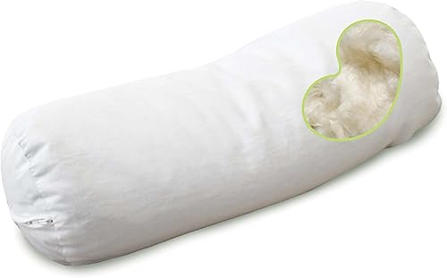 Bean Products Neck Roll - Almohada orgánica Kapok + funda orgánica orgánica de 5 x 14 pulgadas, funda de algodón orgánico con cremallera, fabricada
