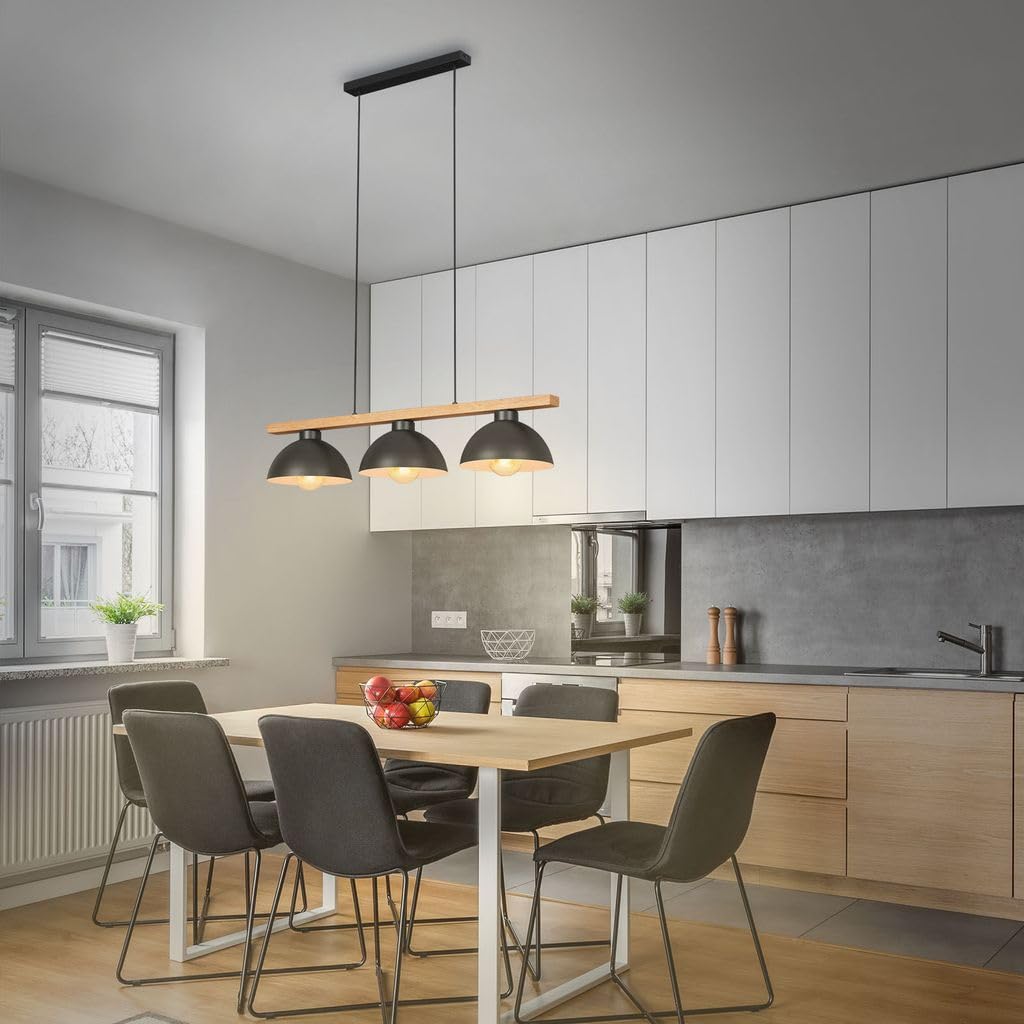 BRILONER Leuchten 4046-035 - Lampada a sospensione vintage, 3 x E27, max. 40 Watt, in metallo e legno, 980 x 250 x 1035 mm (L x P x A)