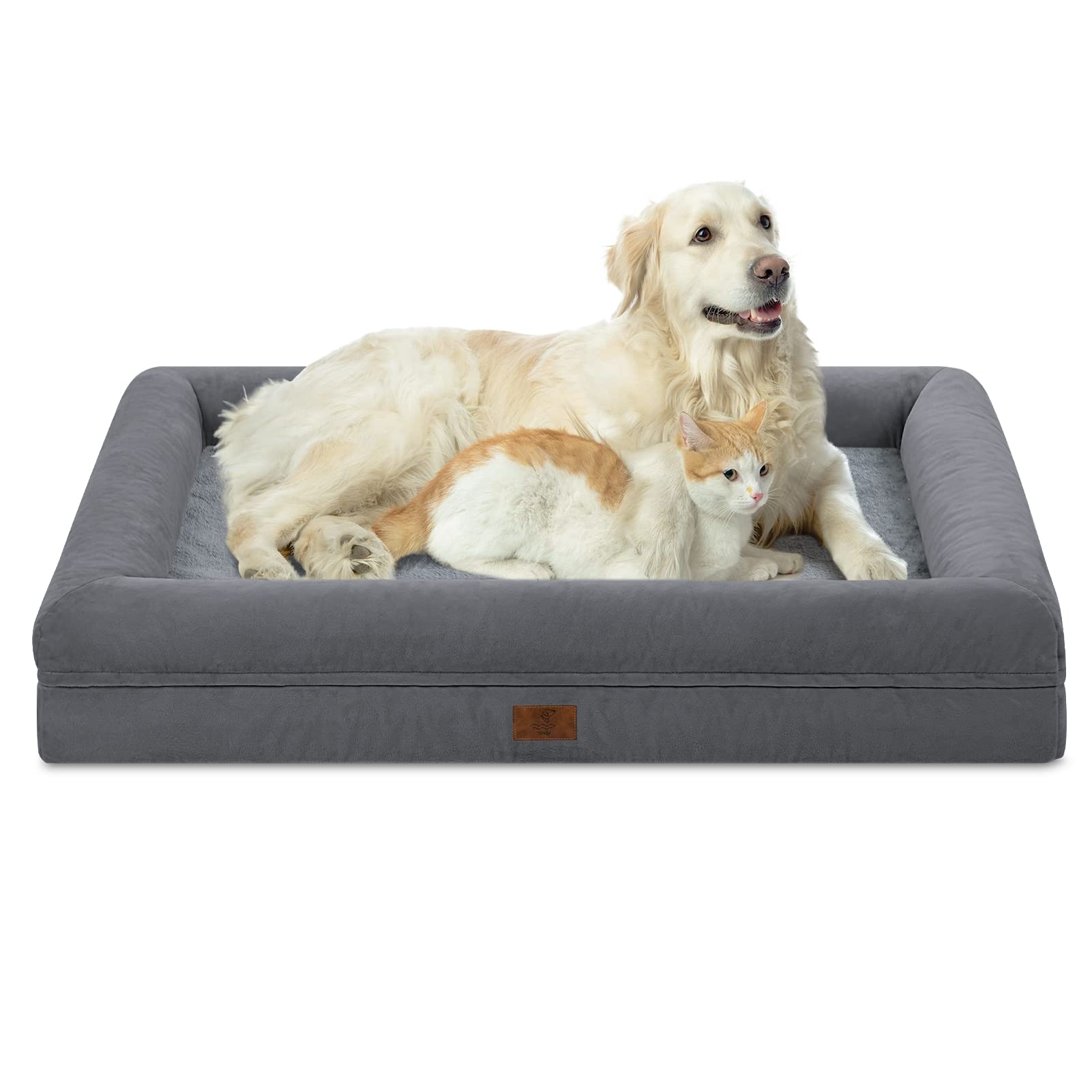 Yiruka Large Orthopedic Dog Bed, Waterproof Dog Bed with 4-Sides Removable Bolster, Washable Pet Bed with Non-Slip Bottom Big Pet Couch Sofa with