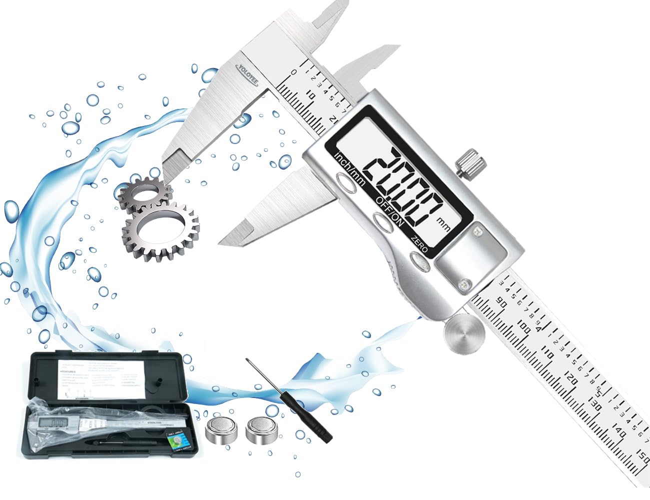 YOLEYEE Digital Caliper 6inch?150mm?,Stainless Steel Vernier Digital Caliper with Large LCD Screen, Auto Shut-Off Feature, Inch/mm Reading Switch with one Click.
