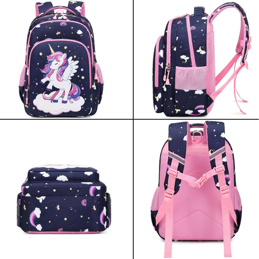 Kimwadalh Cartable Fille Primaire Cartable Licorne Sac à Dos Fille Sac école Sacs à Dos Enfant Filles Sac Scolaire Sets + Isotherme Panier Repas + Trousse