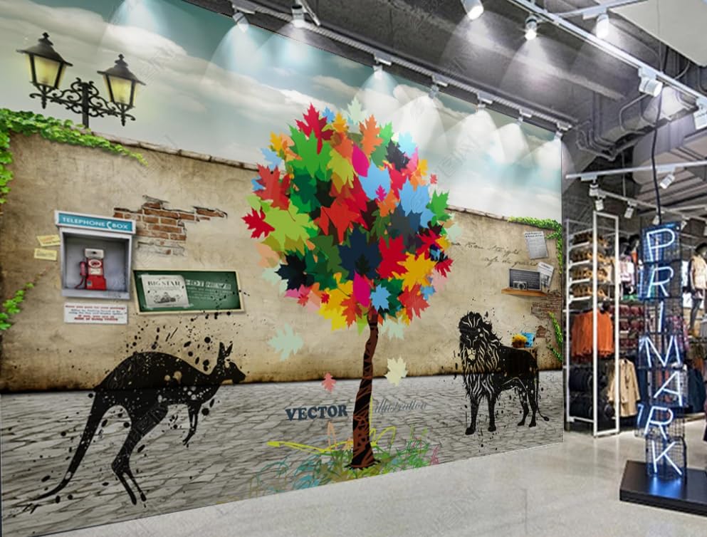 Poster géant mural graffiti lion kangourou pour salon et chambre moderne