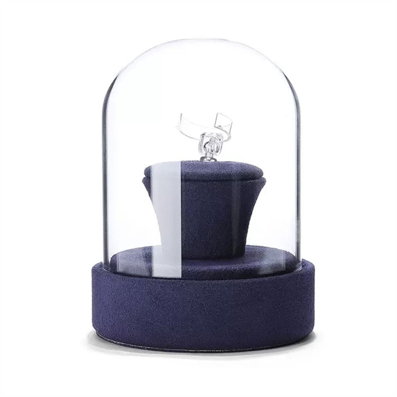 GRFITGRFIT Jewelry Organizer عرض حامل حلقة المجوهرات ، حاملات الخواتم لمنظم حلقات المجوهرات ، ومنظم تخزين المجوهرات ، حامل المجوهرات ، عرض الركائز مع غطاء زجاجي Jewelry Stand (Color : Blue)