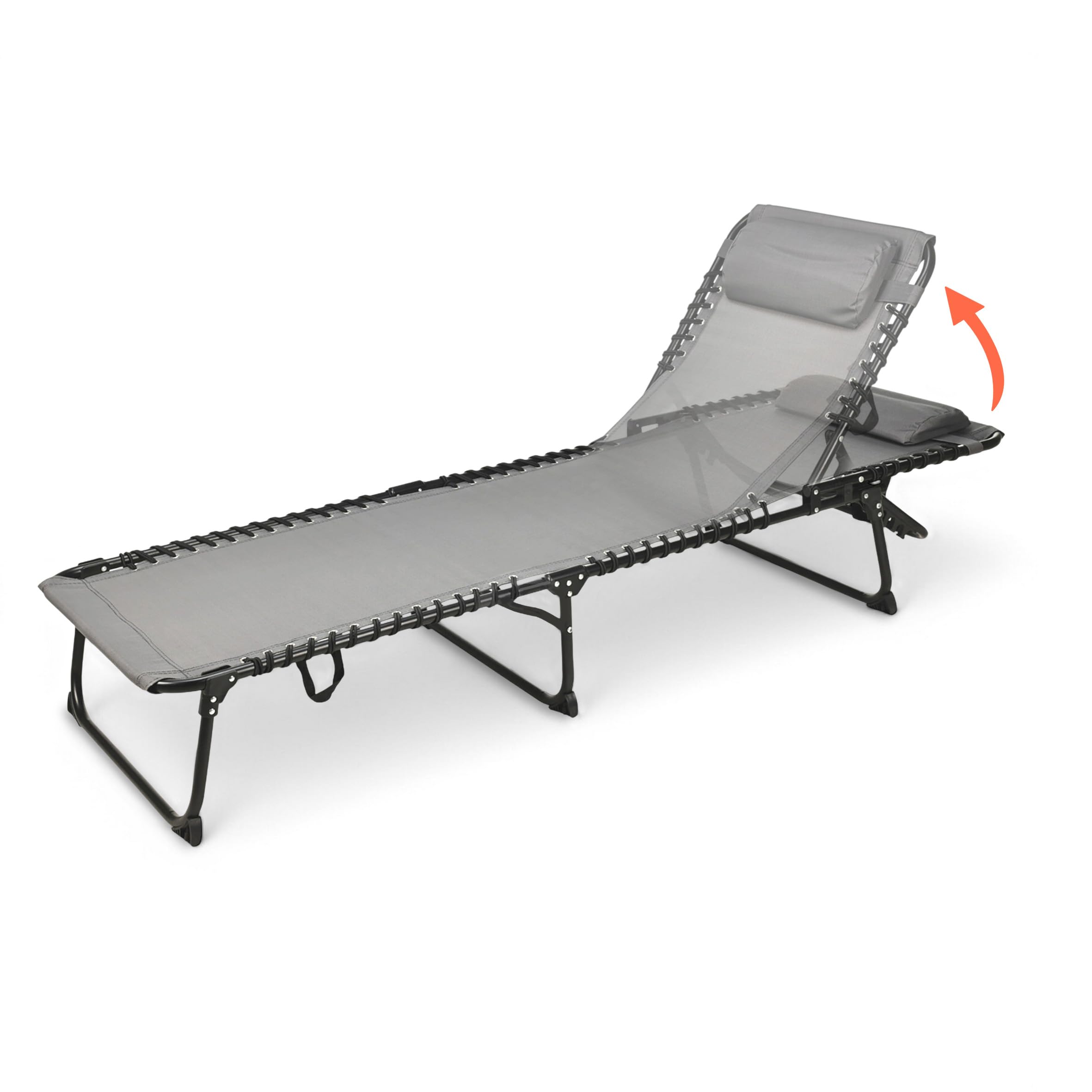 Spetebo XL Relax Klappliege Sonnenliege mit Kopfkissen dunkelgrau | Metall Halterung für eckige Balkongeländer von 4-7 cm