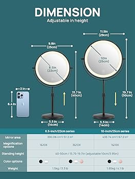 CHICLEW Makeup Mirror With Light, Illuminated Magnifying Mirror 10X